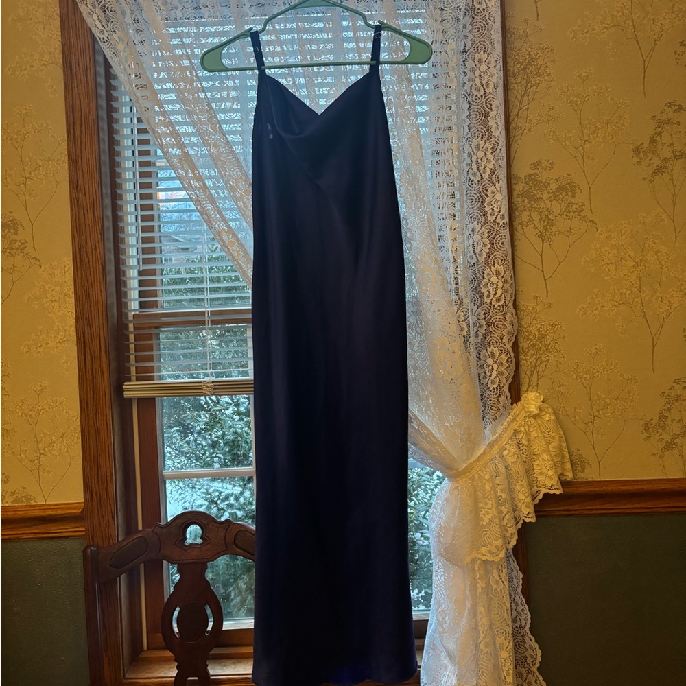 Royal blue bebe silk dress. Size small.